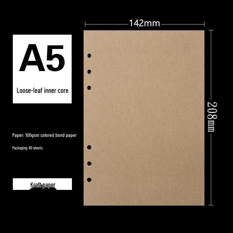 6-Hole A5 Notebook Refill: A6 Size, 80 Sheets, 100gsm Dowling Paper