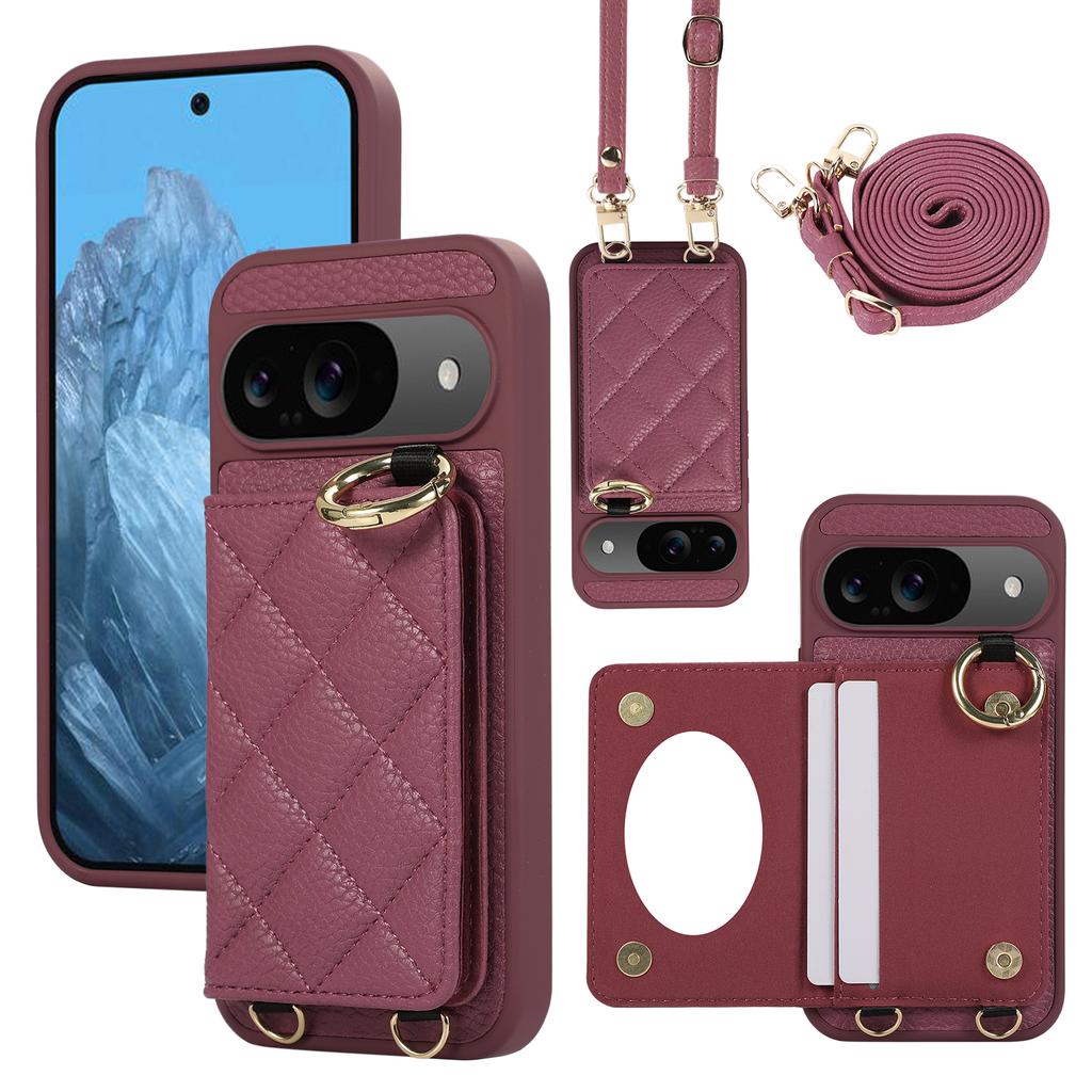 Crossbody Wallet with Card Holder Phone Case For Google Pixel 9 Pro XL 8A 7A 9A Pixel8Pro Lanyard Wrist Strap Leather Cover