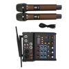 4 Channel Small Bluetooth Stereo Mixer with 2 Wireless Microphones Family Stereo Processor for Live