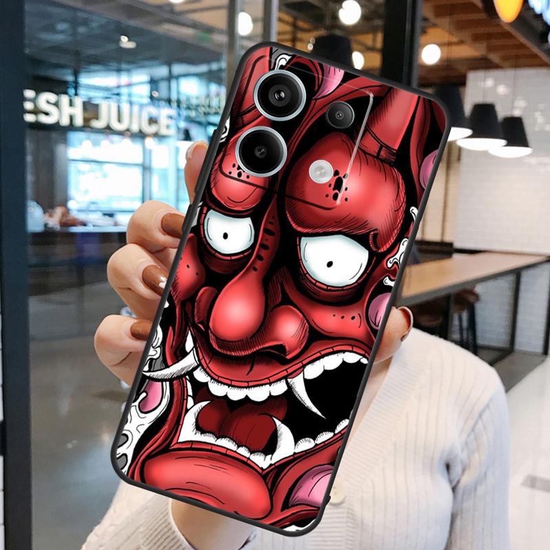 Japanese Oni Hannya Demon Mask Case For Xiaomi Redmi Note 13 Pro 10 11 12 14 15 Pro Plus Redmi 15C 14C 10C 12C 13C 15 Cover