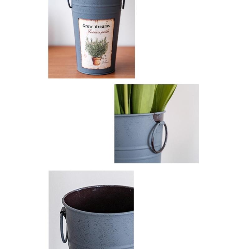 Galvanized Metal Vases for Flowers Farmhouse Decorative Flower Bucket with Handle Rustics French Tin Planter Bucket