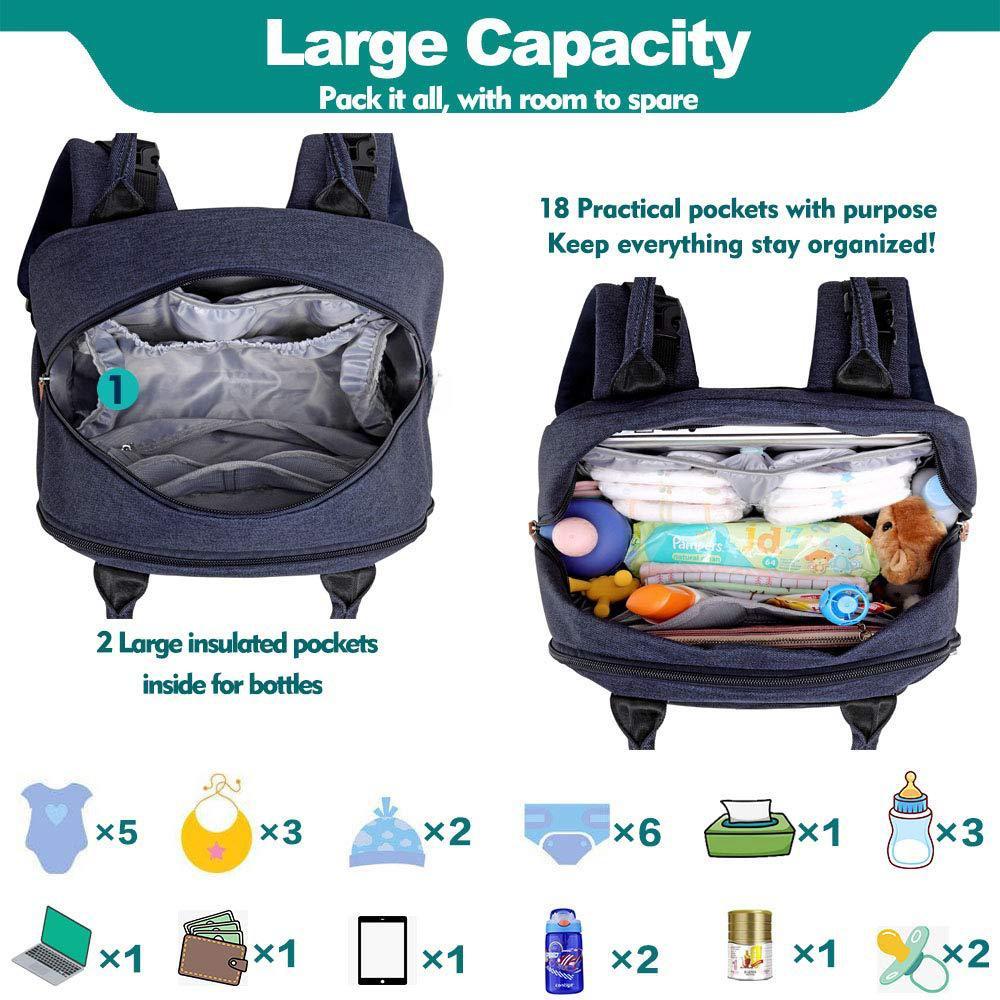 Foldable Waterproof Mommy Backpack with Bed - Multifunctional Large Capacity for Mother and Baby.