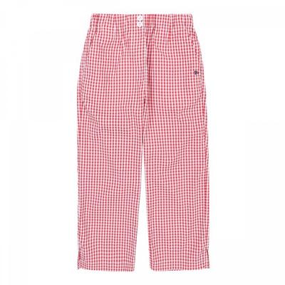 El Grano de Café   La Hoja de Té Cuadros Rojos Pantalones Rectos Bz22pt02rd