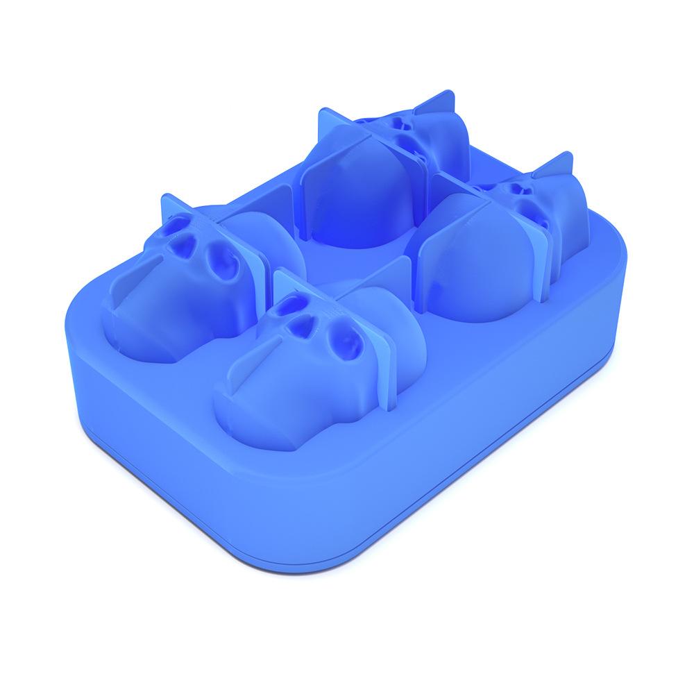 

2026 New 3D Skull Ice Cube Tray With Funnel Silicone Flexible 4 Cavity Maker Molds Cube Maker Ice Cream Tools синий