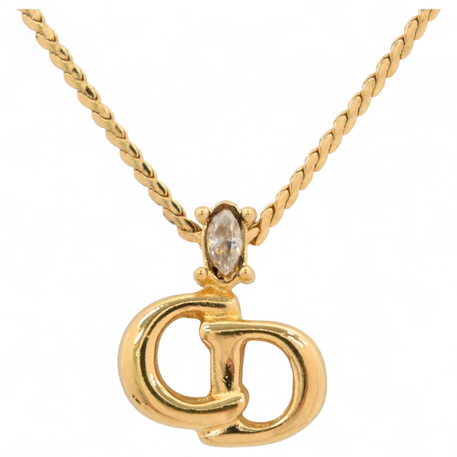

Auth DIOR CD Logo GP Necklace Gold Metal A di6608ba