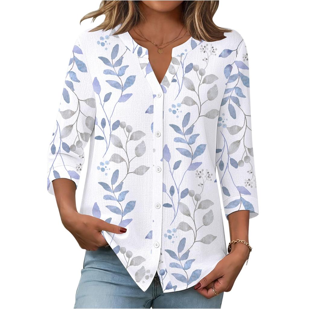 Modische, lässige Damenbluse im Vintage-Stil mit Print