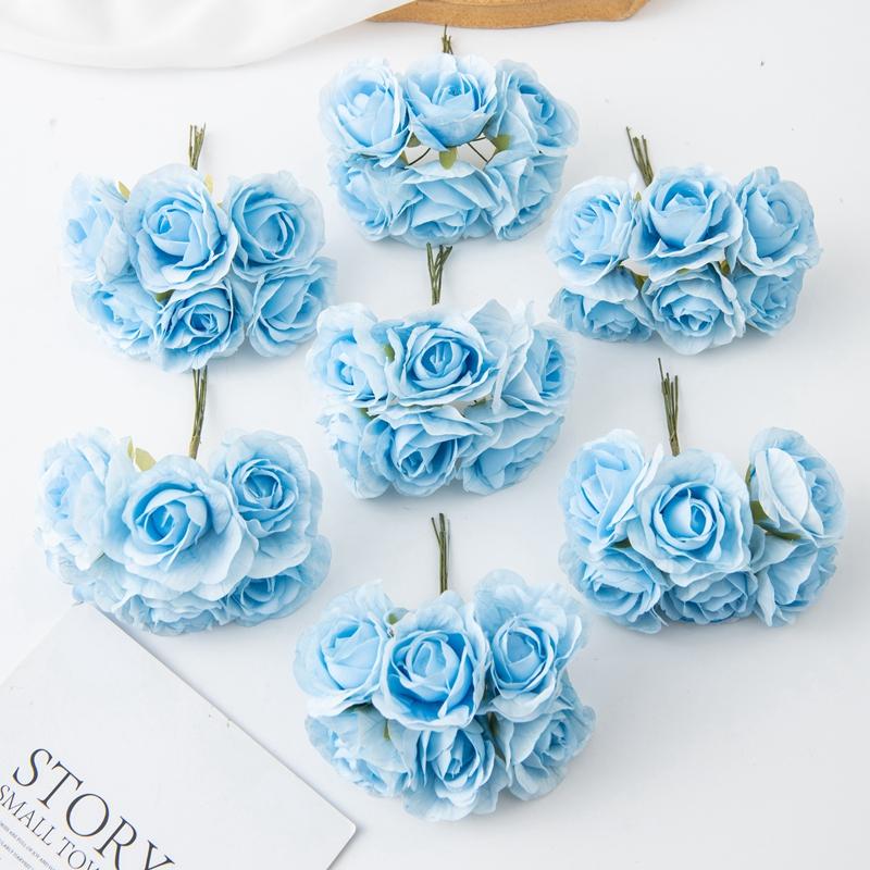 Artificial Flowers Fake Rose Brial Bouquet Festival Garland Accessorie Home Room Floral Arrangement Wedding Decor Scrapbook Gift