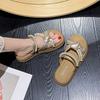 Cross cool slippers one word fashion fairy wind pearl with skirt girl 2025 summer thick bottom new slippers