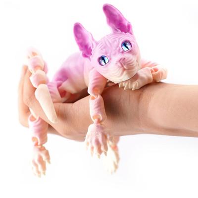 Drukowana w 3D zabawka zwierzęca kot sfinks realistyczna bezwłosa figurka kot zabawka fidget dla miłośnika kotów kolekcjonera dekoracja domu