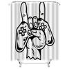 Rock and Roll Shower Curtain for Gamers - Stylish and Durable Waterproof Fabric with Iconic Gesture Design Complimentary Hook