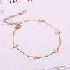Korean Style 18K Rose Gold Plated Titanium Steel Flower Anklet for Women - Simple, Fashionable Design