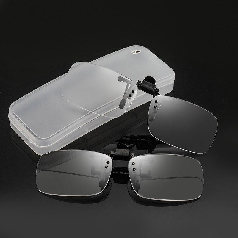 May Flower Clip On Magnifying Reading Glasses Rimless Lenses With Diopter Magnifier For Men Sunglasses With Box