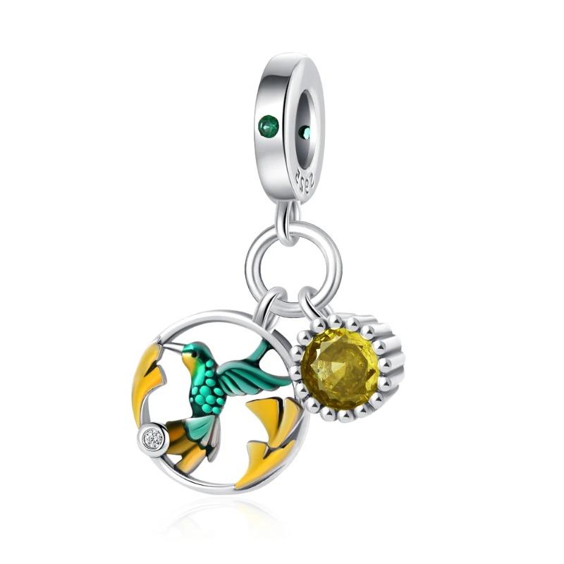 New 925 Silver Spring Collection Butterfly Peacock Dragonfly Dangle Charms for Women DIY Jewelry Gifts