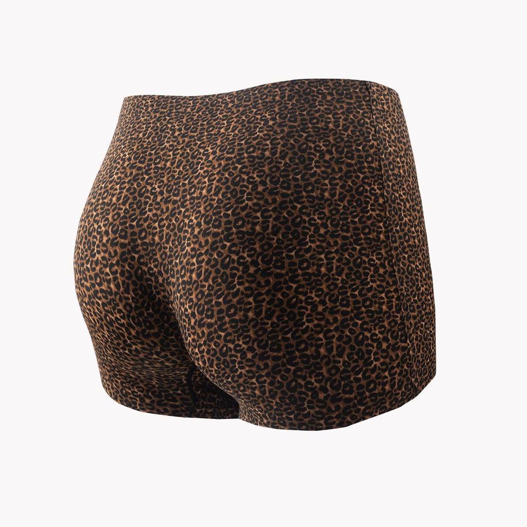 Women's European Size Leopard Print Yoga Boxer Briefs - No Roll, Stretchy & Breathable