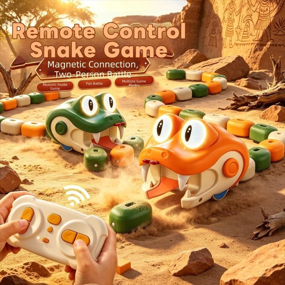 Eyes Rotate Electric Snake Toy Two Speed Modes Magnetic Food Collecting Segmented Body