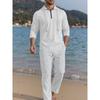 Men's Long-Sleeve Half-Zip Hoodie & Pants Set | Textured Casual Tracksuit with Drawstring