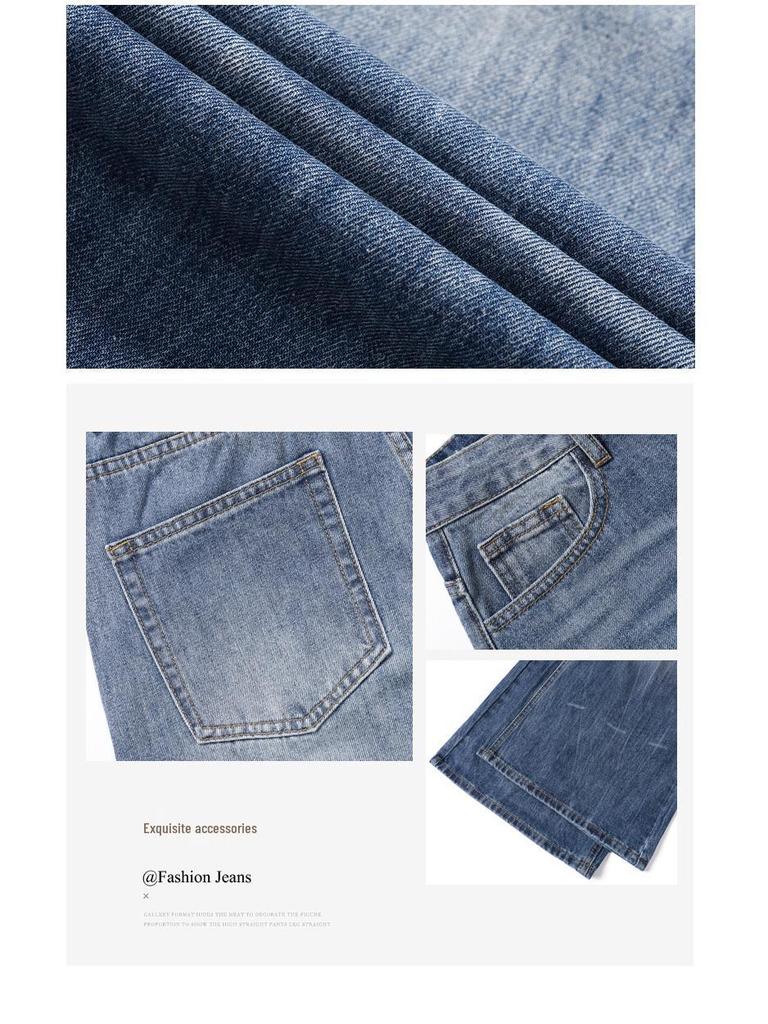 American Retro Wide-Leg Ripped Jeans - Women’s Fashionable Slimming Spring/Autumn Style