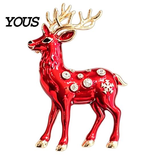 Reindeer Coat Brooch Christmas Pin, Rhinestone Elk Lapel Sweater Xmas Cardigan Suits Accessories, Jewelry Gift for Alloy Pin