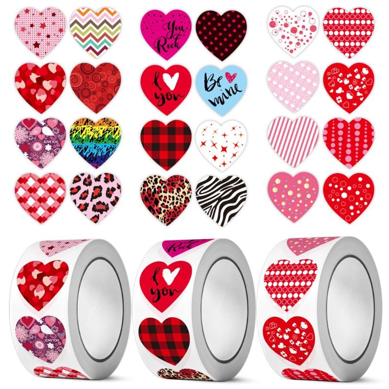 500pcs Heart Shape Valentine's Day Stickers Birthday Party Seal Labels Good Cute Stickers Box Tag
