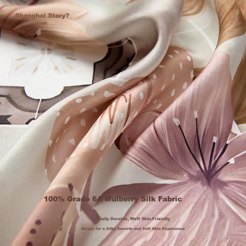 Shanghai Story Silk Scarf Gift Box 100% Mulberry Silk Satin Scarf Shawl Birthday Mother's Day Gift for Mom