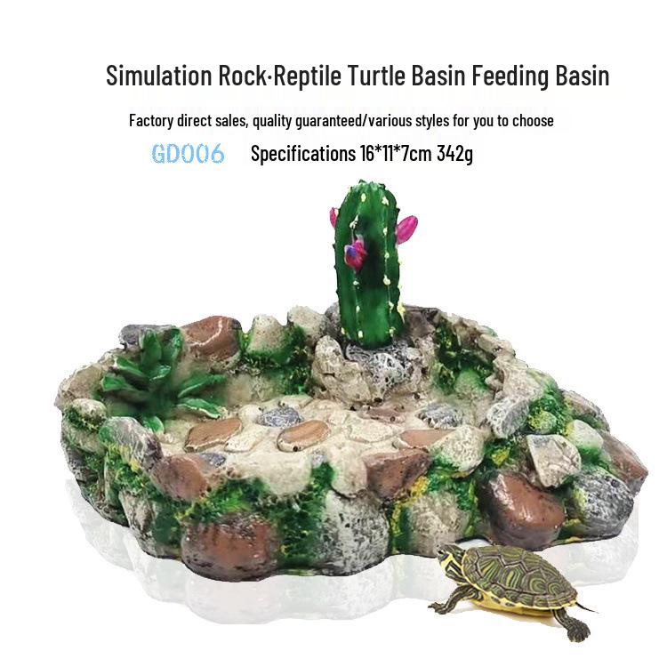Resin Reptile & Turtle Water and Food Basin - Small Round Feeder Dish