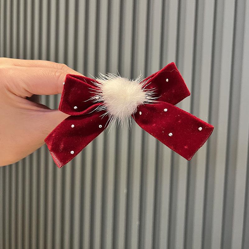 Kinder Weinrot Schleife Haarspange & Stirnband Set - Herbst/Winter Kopfschmuck für Mädchen