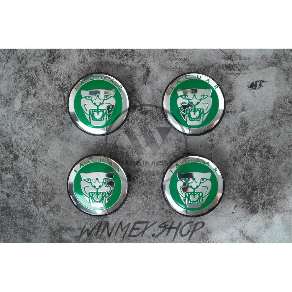 (Green) Set of 4 Jaguar Alloy Wheel Centre Caps 59mm