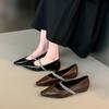 Rhinestone flat bottom pointed head shallow mouth single shoes women's spring 2025 new one-pedal low-heeled Mary Jane shoes single shoes