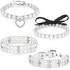 4 Pieces Dog Pearl Collars Pet Pearl Necklace Set Cat Pearl Neck Strap Crystal Rhinestones Pearls Charms for Small Dogs Cats Wedding Birthday Party