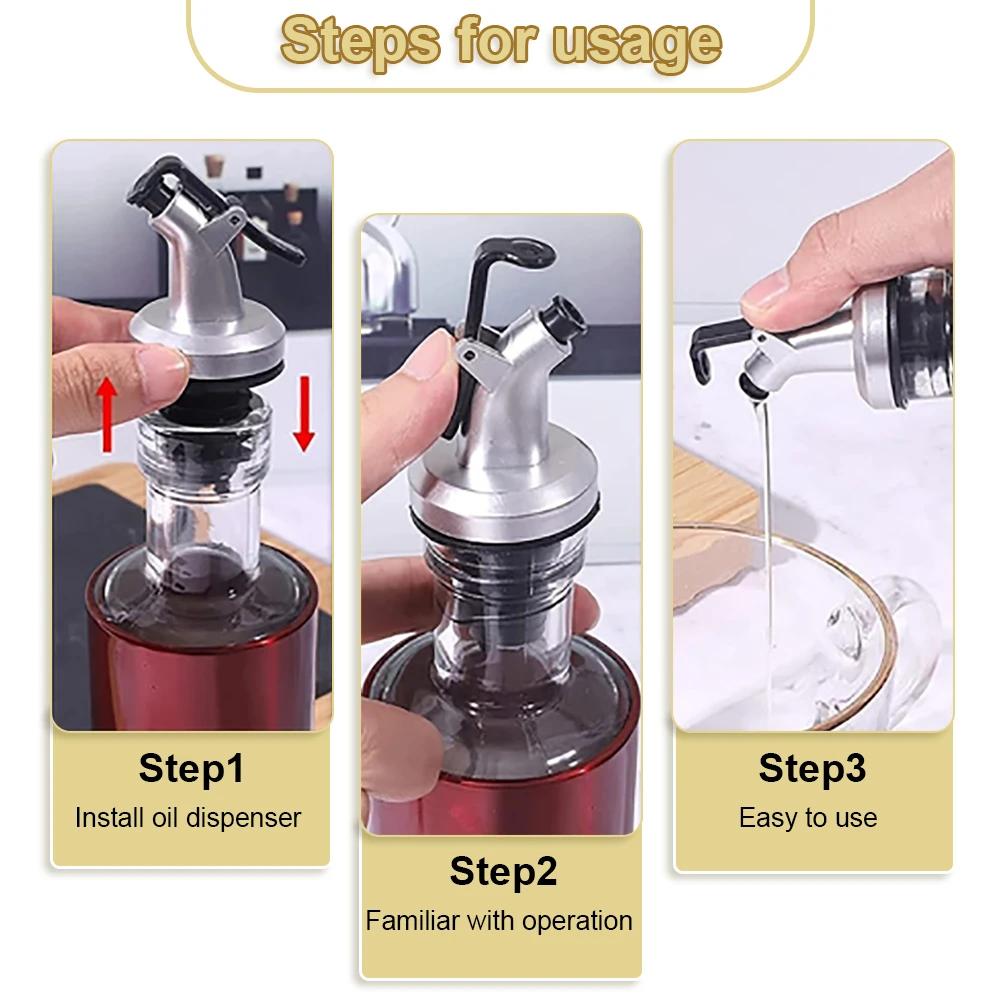 Oil Bottle Stopper Cap Dispenser Sprayer Lock Wine Pourer Sauce Nozzle Liquor Leak-Proof Plug Bottle Stopper Kitchen Tool