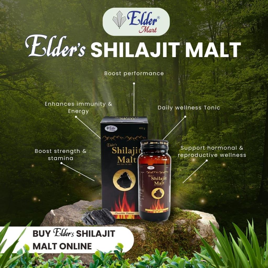 Elder's Shilajit Malz I Für Energie, Ausdauer & Vitalität I 100% Ayurvedische Vitalitätsformel I Reines Shilajit und Kräuter I Schokoladengeschmack Shilajit