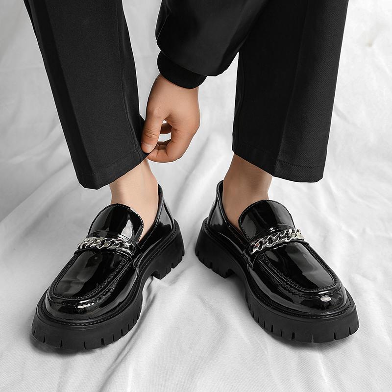 Fashion Thick Bottom Walking Business Shoes New Trend Men Leather Dress Loafers Slip on Soft Loafers Non Slip Breathable Driving Flats