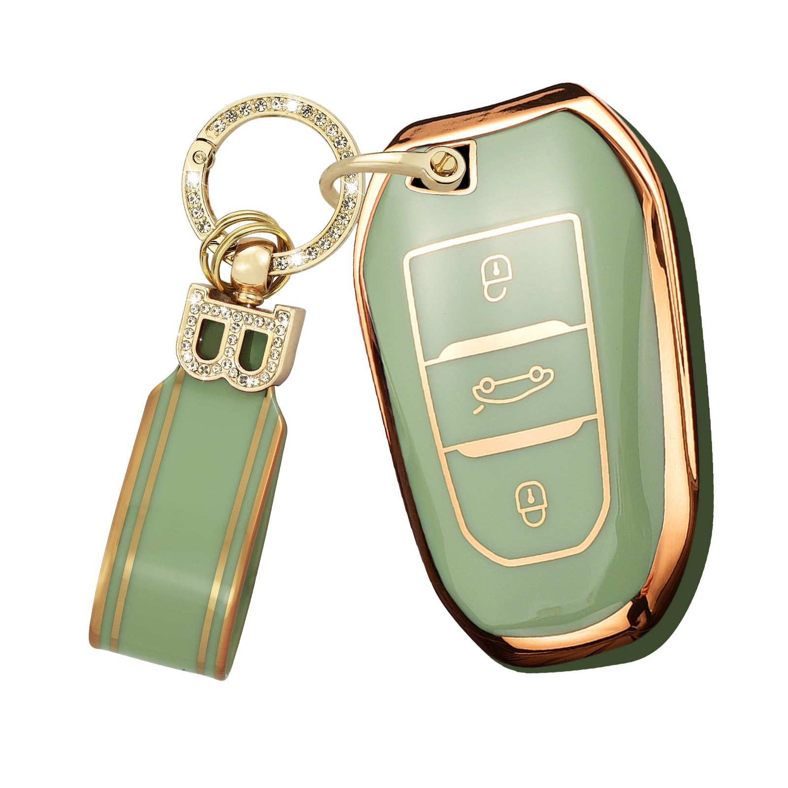 

KUNIO Эксклюзивный чехол для ключа Peugeot, держатель для смарт-ключа, для автомобилей, силиконовый, устойчивый к царапинам, совместимый с зелёный