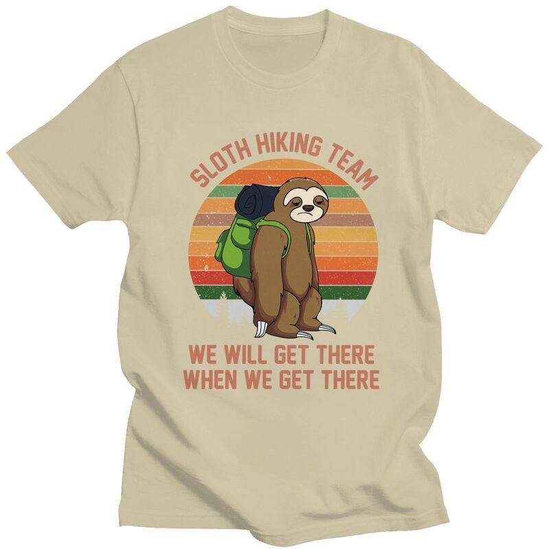 Custom Sloth Hiking Team T Shirts Men ShortSleeve Tshirts Streetwear Tee Tops Oversized Tshirts Merch