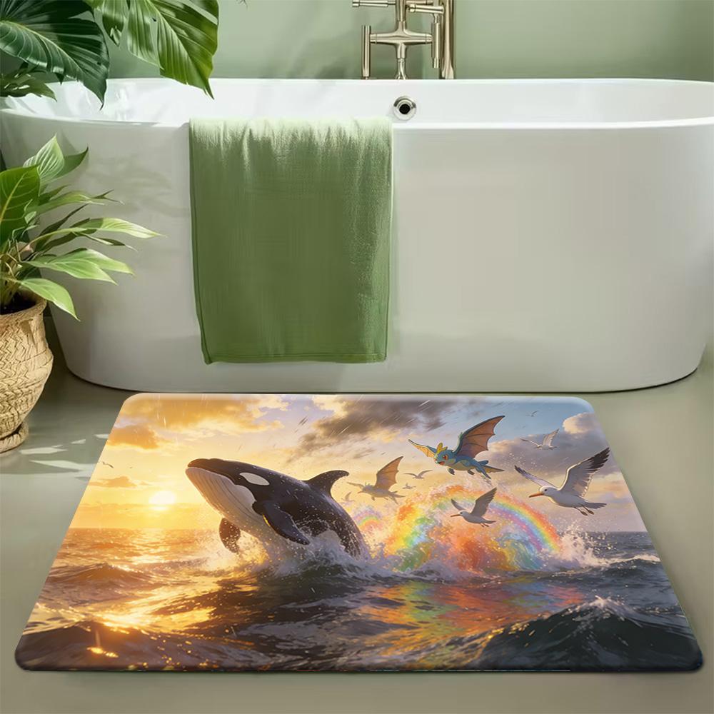 Pikachu Thunder Storm Cityscape Print Non-Slip Doormat Soft Floor Mat 40cm x 60cm