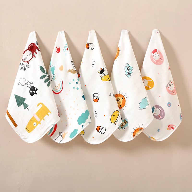 High-Density Six-Layer Cotton Gauze Baby Towel & Absorbent Bib 25x25cm High-density Square Towel