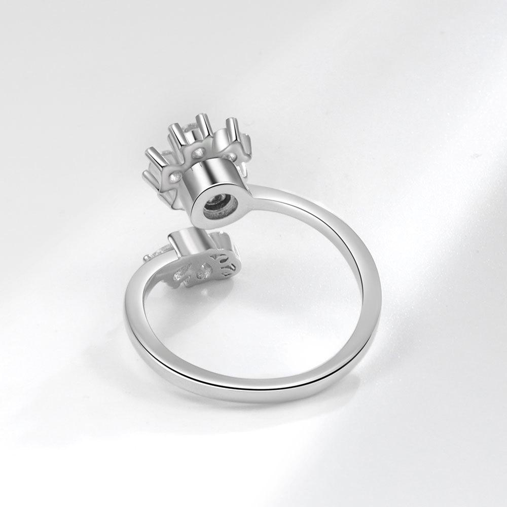Rotatable Flower Moon Star Open Ring For Women Anti Anxiety Stress Relief Micro Paved Zircon Jewelry