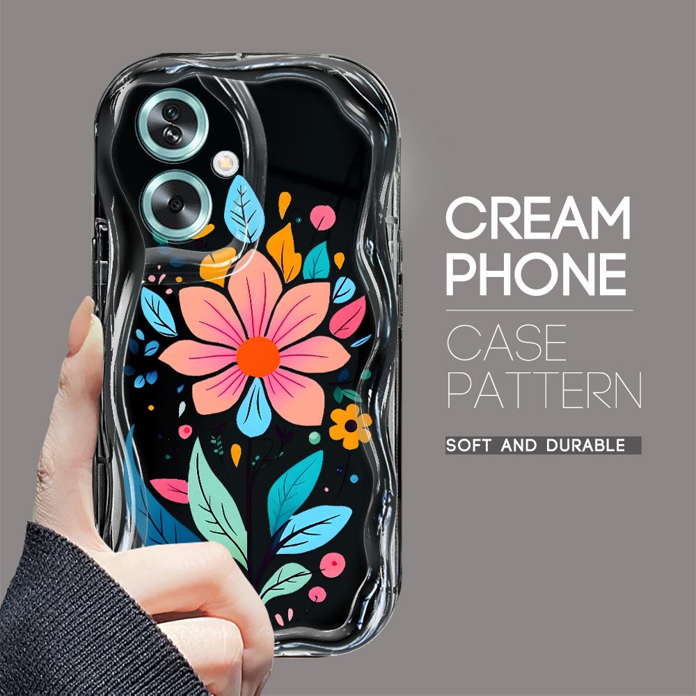 

Милый мультяшный узор, кремовая текстура, мягкий силиконовый чехол с волнистыми краями, чехол для телефона для OPPO Reno Realme Realme 6 чёрный