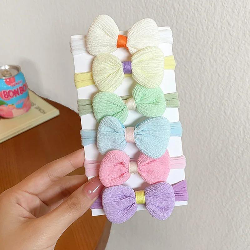 6Pcs Baby Headband Girl Flower Bow Headband Princess Elastic Rubber Band Coffee Colored Headband Children's Hair Accessories