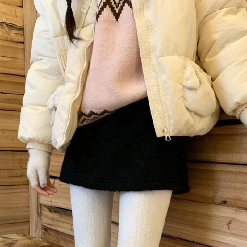 Women s A-Line Lamb Wool Skirt: High-Waisted, Slim-Fit, Plus-Velvet, Autumn/Winter 2025 L