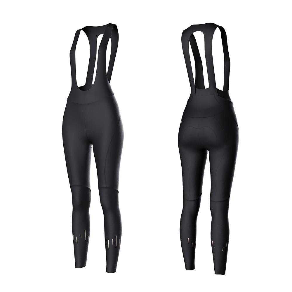 

Женские флисовые велоштаны-биб Lampaida 5-15° - Профессиональные длинные брюки для шоссейного велосипеда на осень/зиму M чёрный