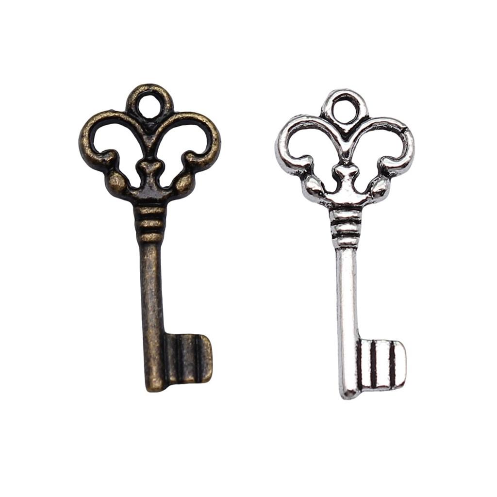 Simple Skeleton Key Charms Multi Color Alloy Pendants For Vintage Themed Jewelry