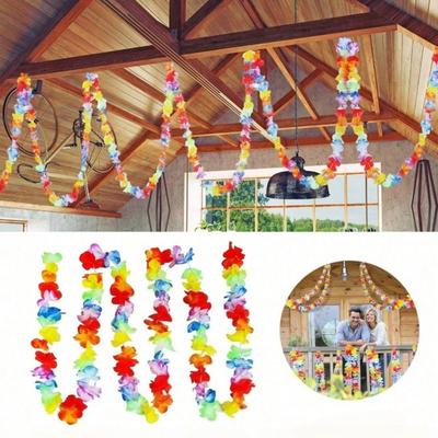Plastikblumen-Lei-Girlande/Hawaiianischer Blumenrand/Luau-Party Zweifarbige Blumen-Girlande/Hawaiianische Party-Girlande/Luau-Party-Dekorationen