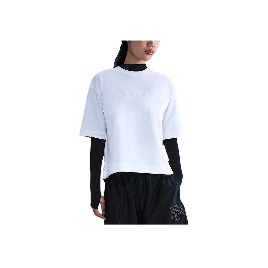 Nike Loose Fit Round Neck Drop Shoulder Short Sleeve T-Shirt Women Tops White HV4956100
