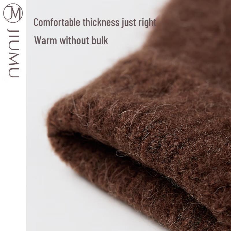 JIUMU Women's Winter Alpaca Wool Blend Knitted Gloves