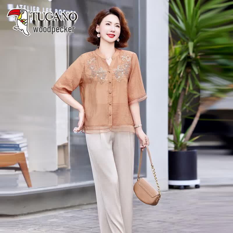 

TUCANO Women s New Chinese Style Blouse & Pants Set 3XL