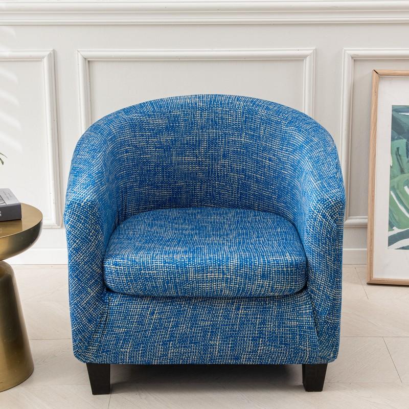 Club Chair Slipcover 2 Piece Stretch Printed Round Barrel Chair Covers Removable Tub Chair Slipcover With Elastic Bottom