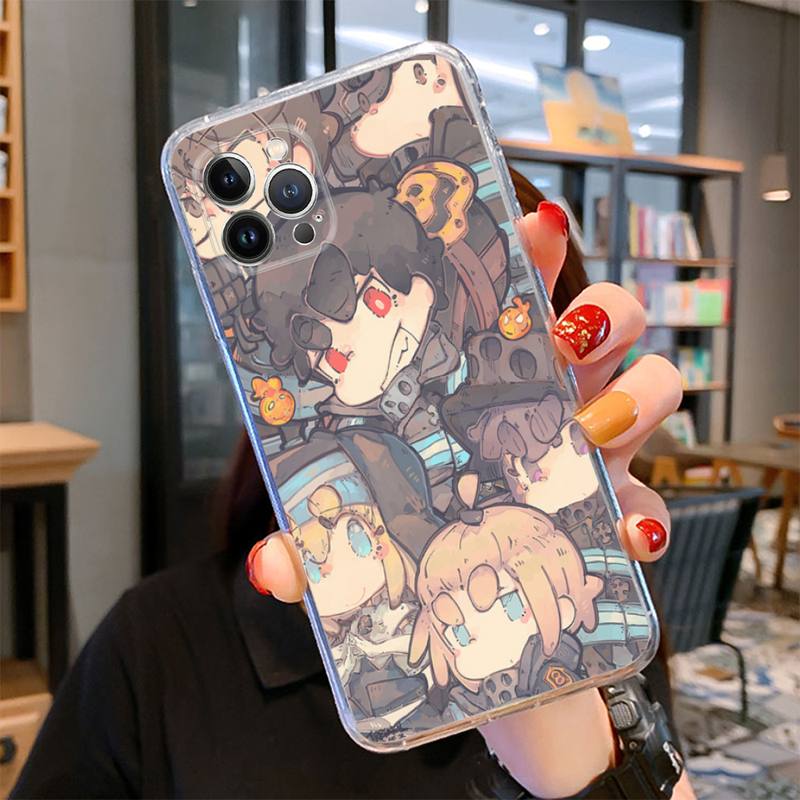 Pouzdro na telefon Fire Force pro iPhone 14 13 12 11 Pro Max XS X XR SE 2020 6 7 8 Plus Mini Průhledný kryt