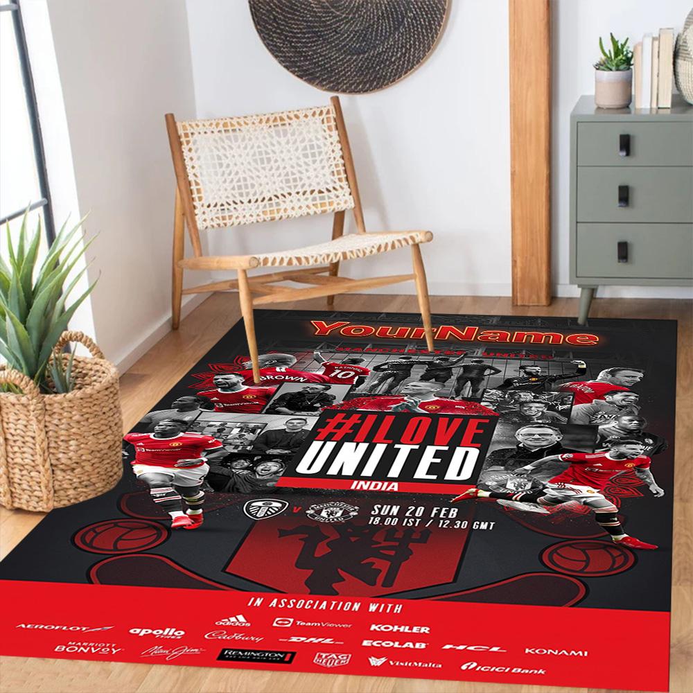 Manchester Personalized Text Carpet Design for Bedrooms Outdoor Game Room Kitchen Antislip Carpet Decorate Offices Best for Christmas