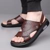 Summer New Men's First Layer Cowhide One Shoe Dual-purpose Cool Slippers Seaside Wading Non-slip Soft Sole Comfortable Sandals